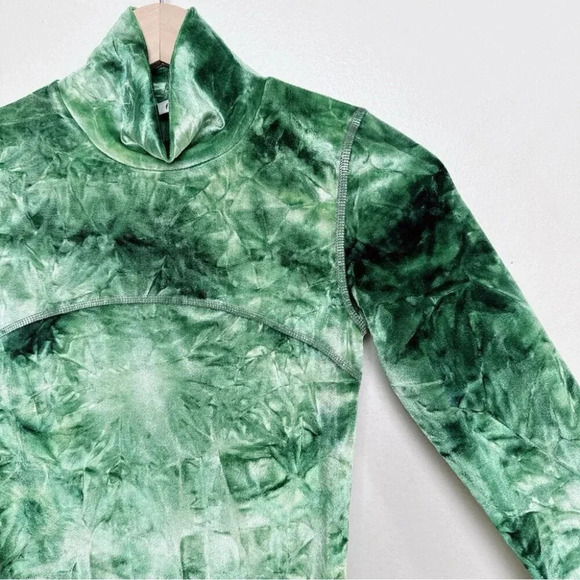 Aritzia Wilfred Free Womens Small Long Sleeve Burnt Velvet Green Tie Dye - Picture 4 of 13